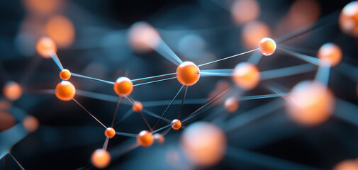 Innovative connections in digital network showcase vibrant nodes and lines representing modern business network. This visual emphasizes collaboration and technology in dynamic environment