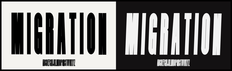 Wall Mural - condensed sans serif vector font. alphabet with simple and minimalist uppercase.