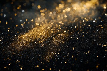 Fototapete - Golden glitter swirls beautifully against a dark background creating a mesmerizing visual effect in artistic design
