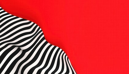 Poster - Abstract Black And White Striped Fabric On Red Background