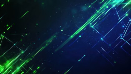 Poster - Abstract Green and Blue Glowing Lines Digital Background