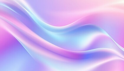 Poster - Abstract Pastel Wave Background: Pink Blue Purple Iridescent Flowing Texture