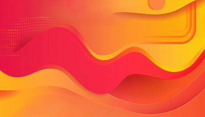Poster - Abstract Warm-Colored Waves Background: Dynamic Orange Red Gradient Texture