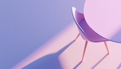 Poster - Pink Chair Minimalist Design with Pastel Background
