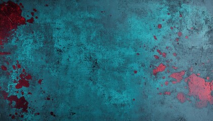 Poster - Teal and Red Grunge Texture Background