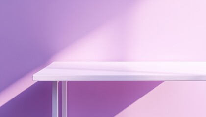 Aufkleber - White Table Against a Lavender Wall with Soft Lighting