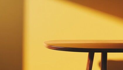 Aufkleber - Wooden Tabletop Against Yellow Wall in Sunlight