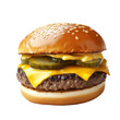 © Jannik - Double cheeseburger with pickles and mustard, isolated on a white background, png