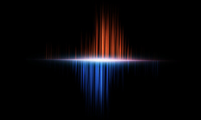 Poster - Light spectrum with vertical red-blue lines on a black background, energy impulse or cosmic signal.