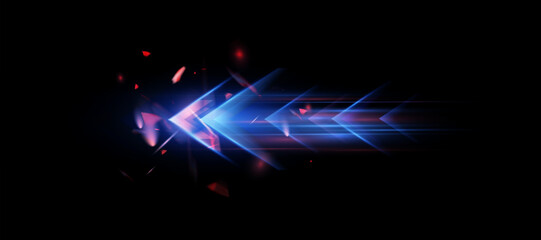 Leinwandbilder - Dynamic movement of high-speed arrow of light energy. Vector