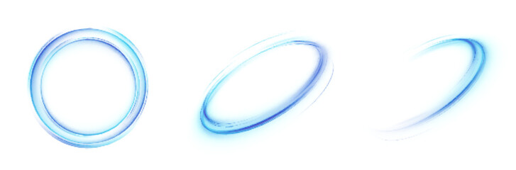 Poster - A set of glowing rings with smooth motion blur on a white background. Perfect for futuristic interfaces, HUD elements, abstract energy effects or clean tech design.