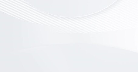 Wall Mural - 4k white light grey semicircular animated background with diagonal stripes. 3d geometric texture ill