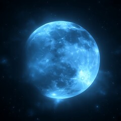 Wall Mural - glowing blue planet, cosmic background, space, science fiction, artwork