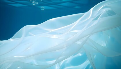 Wall Mural - a close up of a white fabric under water