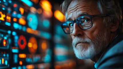 Aufkleber - A professional monitors advanced logistical systems equipped with automation and surveillance tools, ensuring security and efficiency in transportation processes during evening hours.