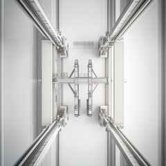 Aufkleber - Monochromatic Precision: An Overhead View of a Modern Industrial Crane with Clean Lines and Minimalist Aesthetic