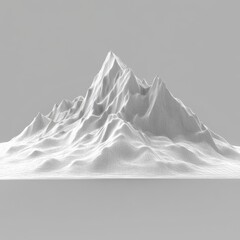 Poster - Monochrome Wireframe Mountain Range: A Conceptual Topographic Landscape in Minimalist Style, Ideal for Design and Background Use