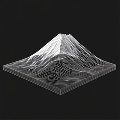 Aufkleber - Topographic Mountain Illustration with White Lines on Black Background in Isometric Perspective