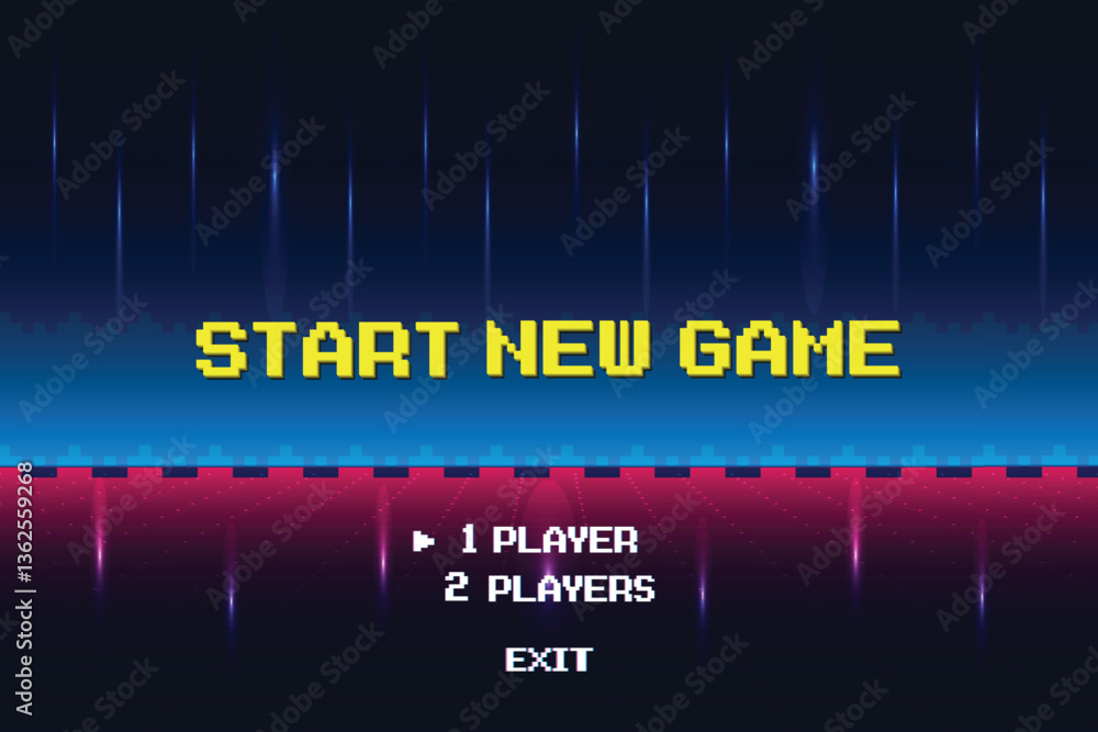 START NEW GAME. play. pixel art .8 bit game. retro game. for game ...