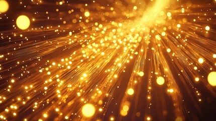 Wall Mural - vibrant golden light trails flowing through optical fiber, futuristic luxury digital background.