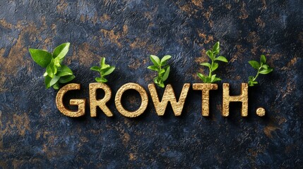 Wall Mural - a dark, earthy background contrasts with golden letters spelling 