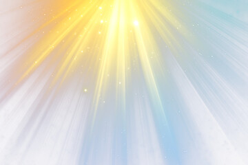 Fototapete - Bright light rays burst from heaven, illuminating dark blue and orange space.