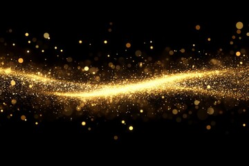 Fototapete - Golden sparkling wave with shimmering lights on a black background during festive celebration