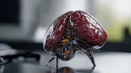 Poster - 3d rendered human kidney model medical science digital art laboratory environment close-up view anatomy exploration