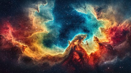Wall Mural - stunning cosmic nebula with vibrant colors and impressive detail in outer space background