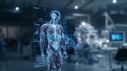Aufkleber - Medical visualization of human anatomy in advanced healthcare facility digital art high-tech environment close-up view