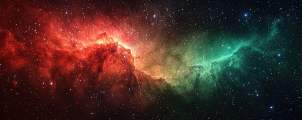 Wall Mural - stunning cosmic nebula with vibrant reds, greens, and stars in deep space for astronomy and science 
