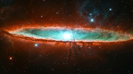 Wall Mural - stunning cosmic spiral galaxy with bright core and colorful nebula in deep space