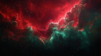 Wall Mural - colorful cosmic background with red and teal nebula floating in the vast darkness of outer space