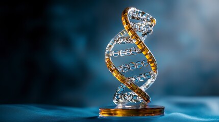 Poster - Dna model showcase science lab 3d representation modern environment close-up viewpoint genetic innovation