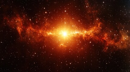 Wall Mural - bright cosmic explosion in a dark starry sky with glowing nebula and distant celestial objects