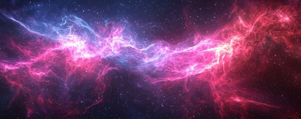 Wall Mural - vibrant cosmic nebula with pink and blue gas clouds in starry night sky