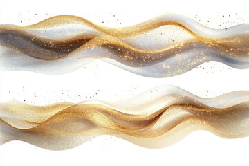 Poster - Abstract golden waves with shimmering effects flowing gracefully across a white background