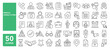 © M Design - Set of 50 line icons related to medical consultation, online doctor, digital healthcare, prescription, checkup appointment, clinic booking, telemedicine, Editable stroke. Vector illustration