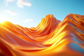 Poster - Vibrant orange waves under a clear blue sky during golden hour showcasing natural beauty and serenity