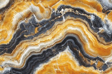 Aufkleber - Striking natural onyx stone featuring rich orange, black, and white patterns from a geological formation