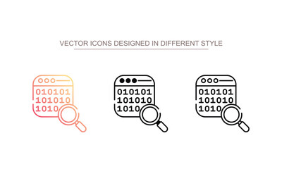 Search Code icon design with white background stock illustration