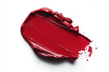 Aufkleber - Bright red paint smeared on a white surface showcasing texture and vibrant color
