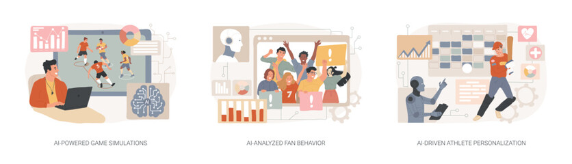 Wall Mural - ai in sports abstract concept vector illustrations.