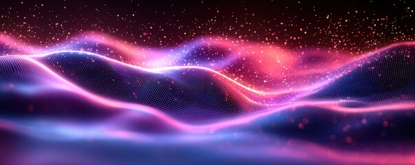 Wall Mural - vivid abstract digital wave with sparks and gradient colors
