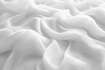 Poster - Soft white fabric draping elegantly in a natural light setting creates a delicate atmosphere in a serene environment