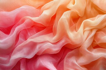 Aufkleber - Soft silk fabric draped elegantly with warm gradient colors transitioning from peach to coral