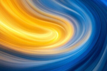 Poster - Vibrant swirl of yellow and blue hues creating a dynamic abstract pattern in a continuous flow