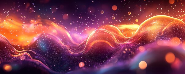 Wall Mural - vivid abstract composition with colorful waves and glowing light textures