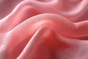 Leinwandbilder - Soft coral fabric drapes elegantly under natural light showcasing texture and color variations