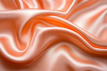 Poster - Satin fabric drapes in soft folds creating an elegant texture in shades of peach and cream